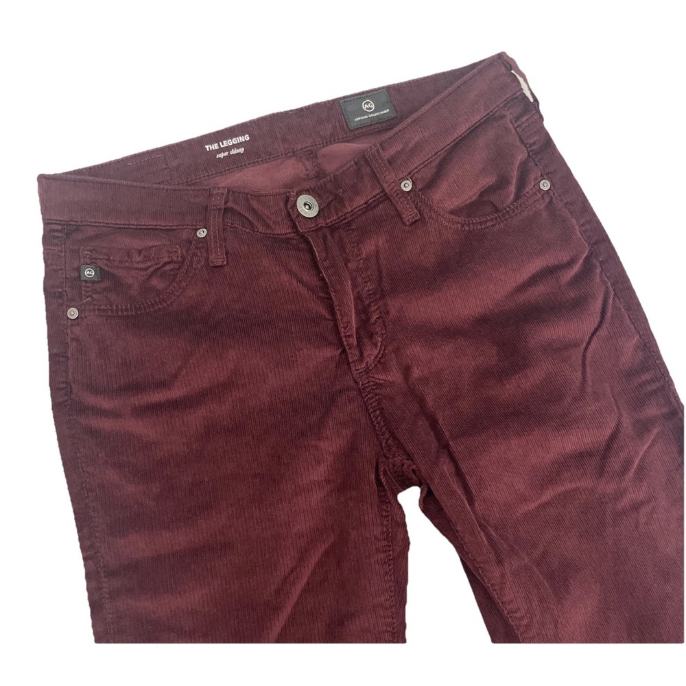 AG Adriano Goldschmied The Legging Ankle Skinny Burgundy Corduroy Womens 26R EUC